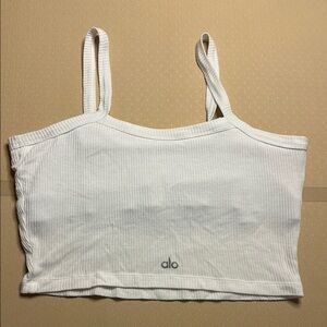 ALO Yoga White Ribbed Tank Top
